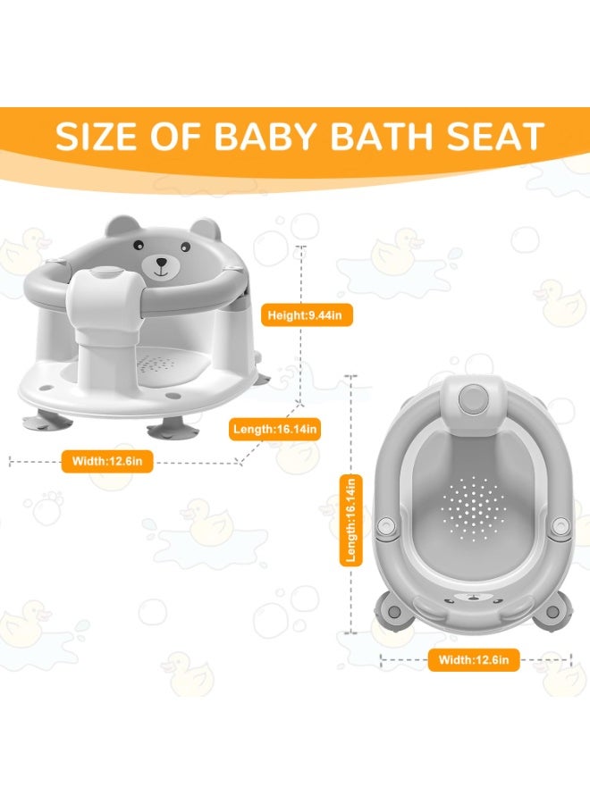 Baby Bath Seat for Babies 6 Months  up, Non-Slip Toddler Bath Seats for Babies Sitting Up, Safe Infant  Newborn Bathtub Chair with 4 Suction Cups  Soft Cushion for Shower,Gray - Image 2